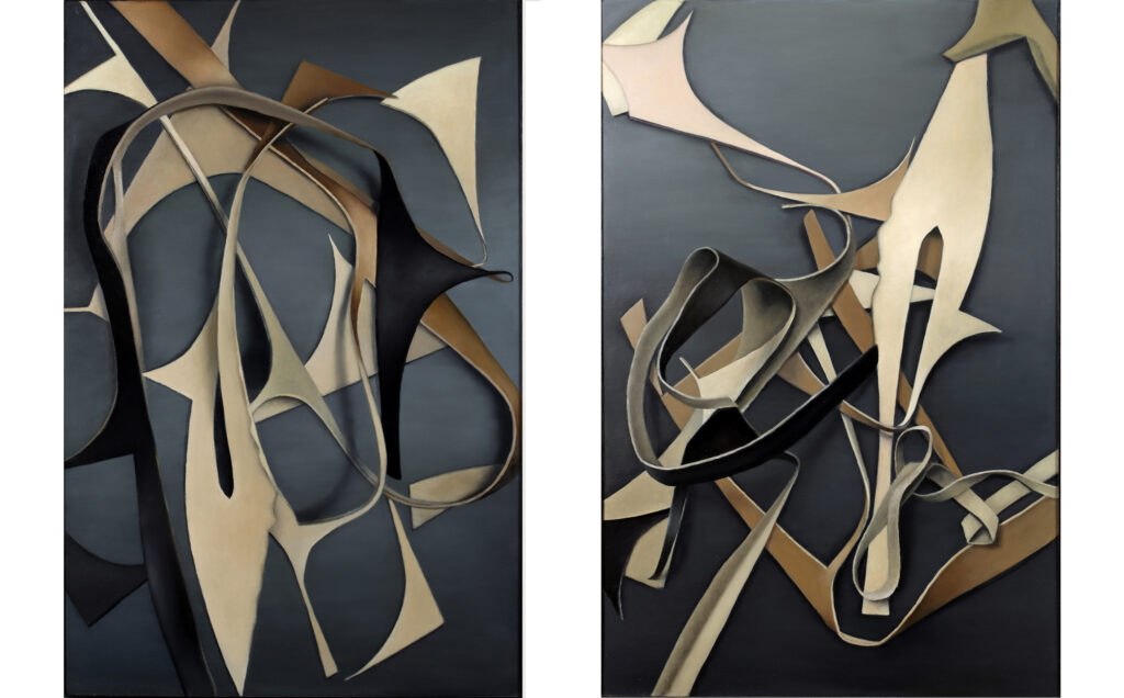 Leather Leftovers, 2025, 120x190 cm, oil on board.